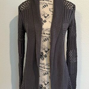 Full Tilt  Lavender-Gray Open Knit Cardigan